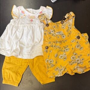 OshKosh B'gosh Yellow Floral Overalls